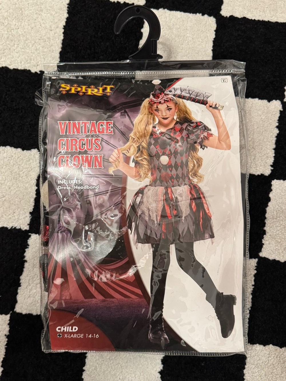 Spirit Halloween Vintage Circus Clown Child Costume Dress Size X-Large 14-16